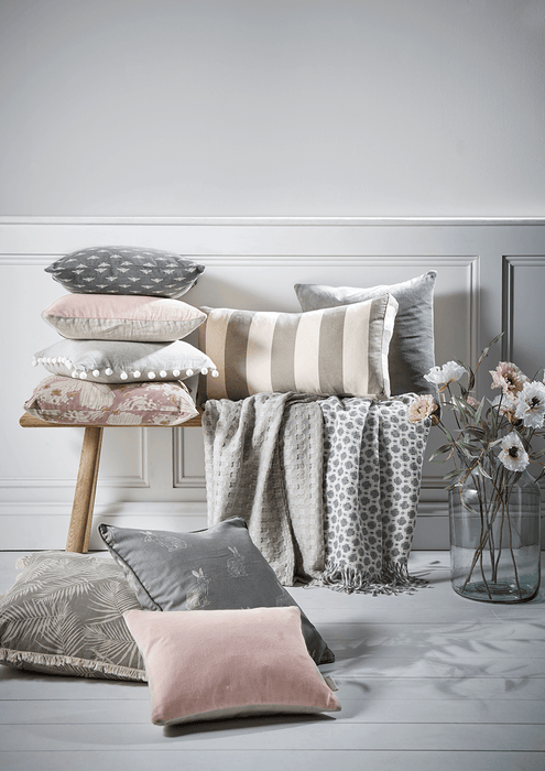Palm Print Cushion - Grey
