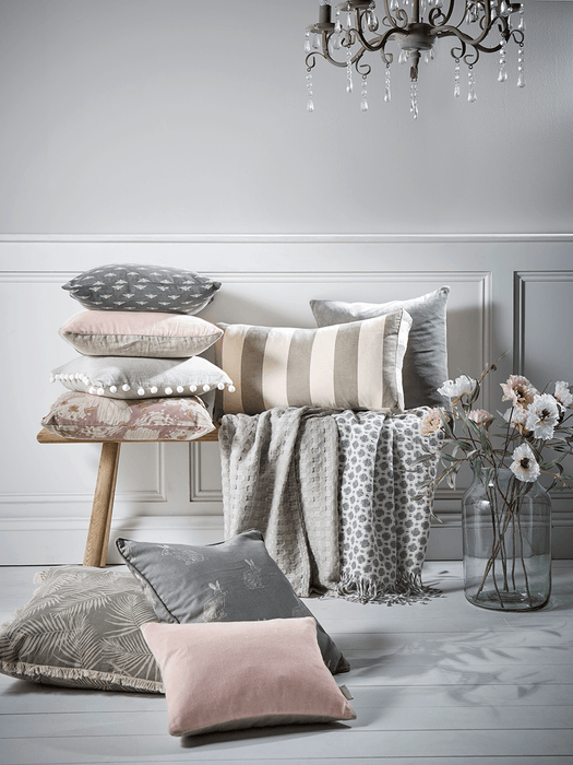 Pom Pom Cushion - Pale Grey