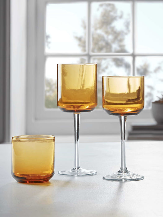 Six Amber Water Glasses