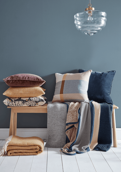 Butterfly Print Cushion - Navy