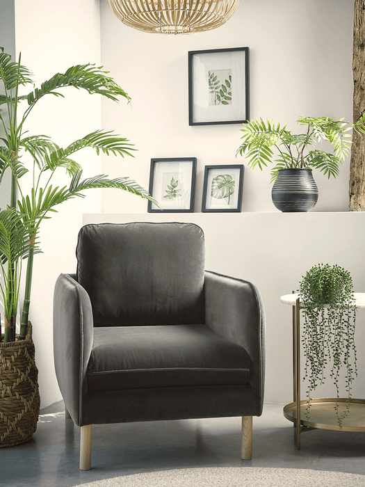 Scandi Armchair Ash Linen Cotton Blend