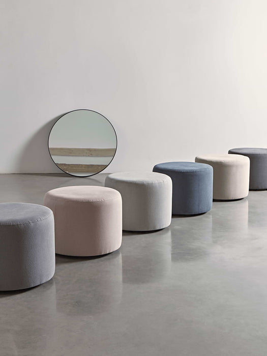 Scandi Footstool - Smoke Linen Cotton Blend
