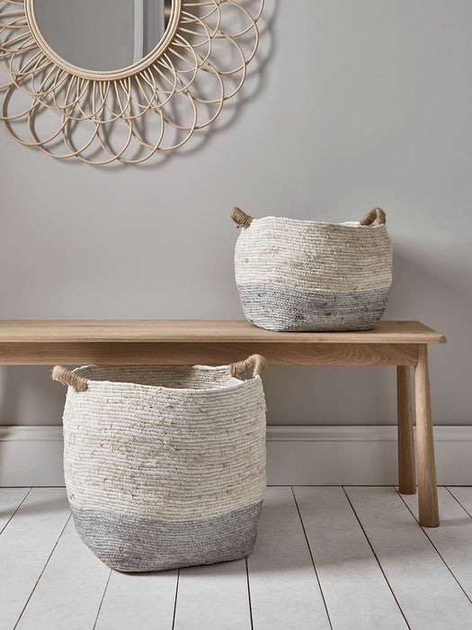 Two Grey & Natural Baskets