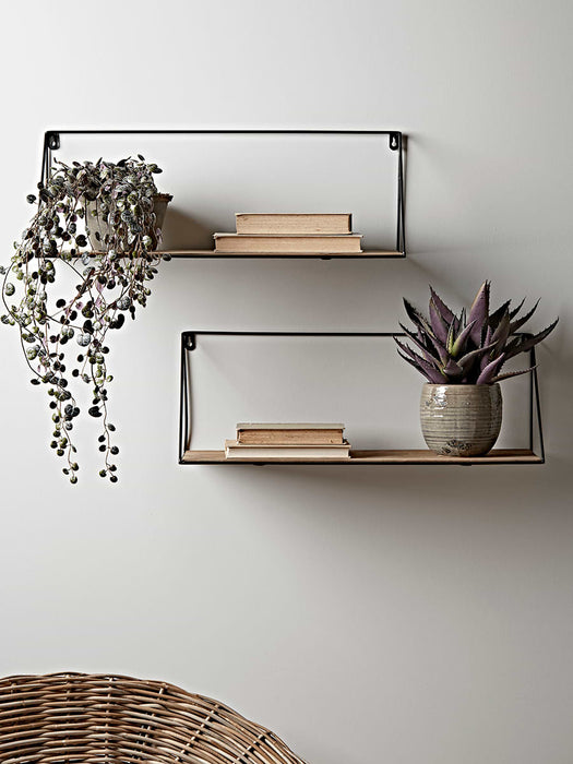 Two Industrial Wood & Metal Shelves - Large