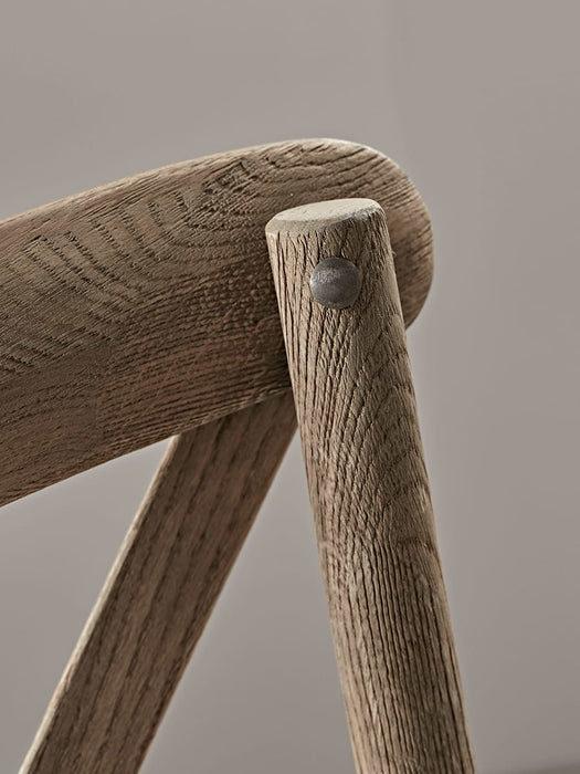 Two Weathered Oak Cross Back Dining Chairs