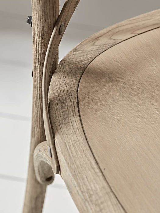 Two Weathered Oak Cross Back Dining Chairs