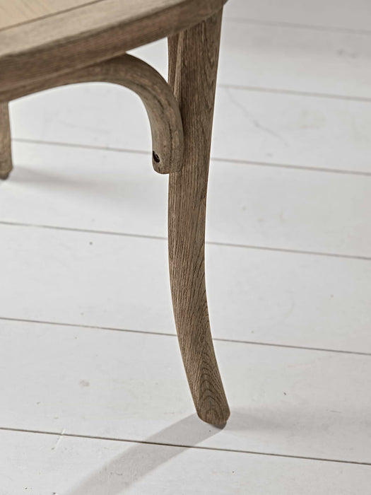 Two Weathered Oak Cross Back Dining Chairs