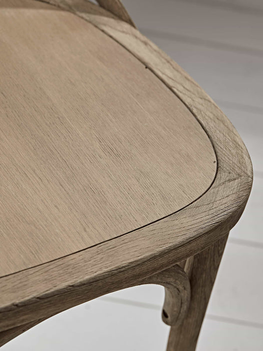 Two Weathered Oak Cross Back Dining Chairs