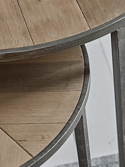 Two Nesting Parquet Topped Side Tables