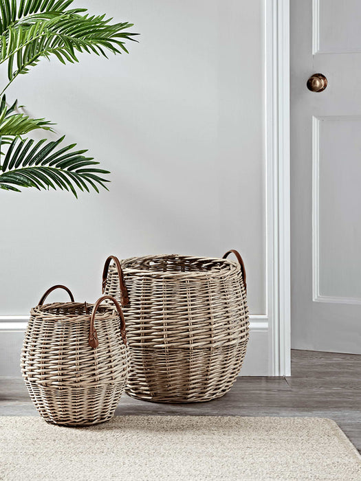 Two Woven Rounded Baskets