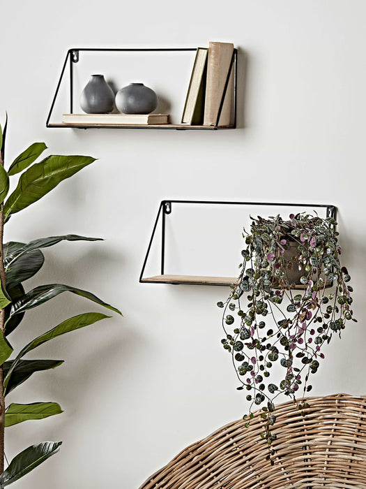 Two Industrial Wood & Metal Shelves - Small