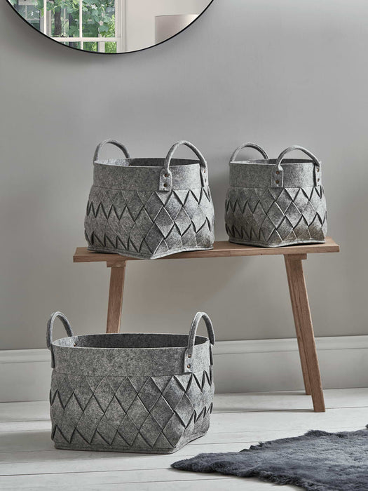 Three Felt Chevron Storage Bags