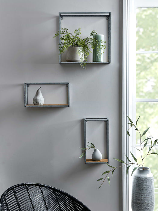 Three Galvanized Metal Box Shelves