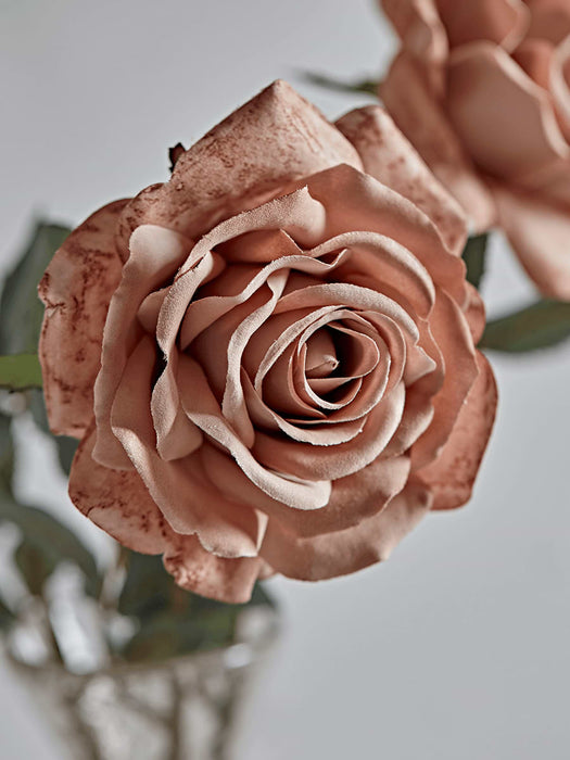 Three Faux Rose Stems - Dusky Blush