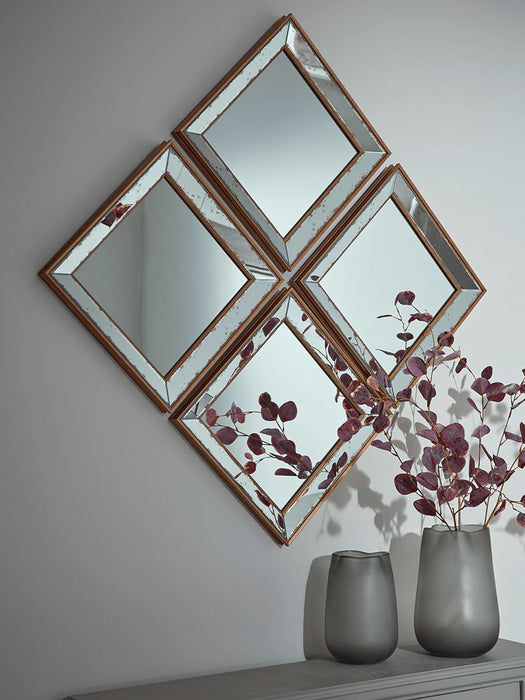 Four Antiqued Glass Framed Mirrors
