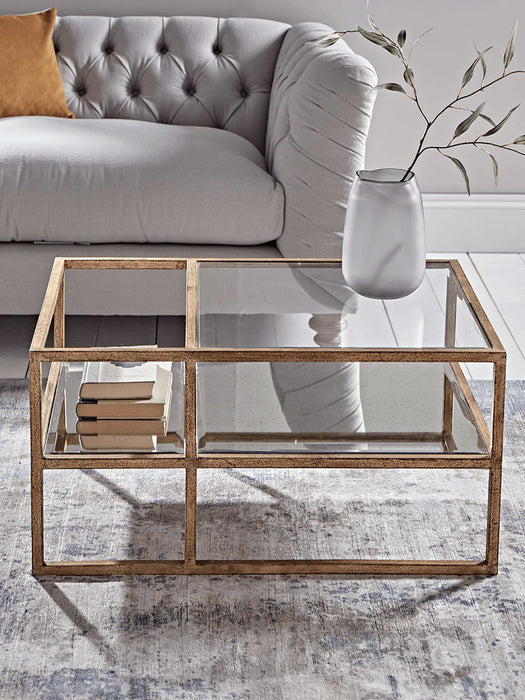 Burnished Gold & Antiqued Glass Coffee Table