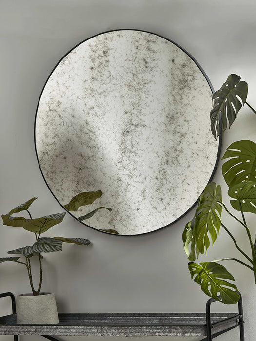 Round Antiqued Glass Mirror