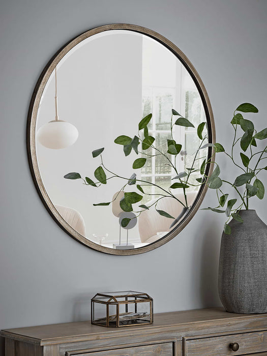 Burnished Silver Bevelled Round Mirror