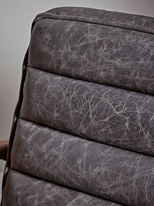 Ribbed Leather Armchair - Black