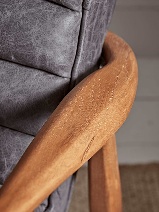 Ribbed Leather Armchair - Black