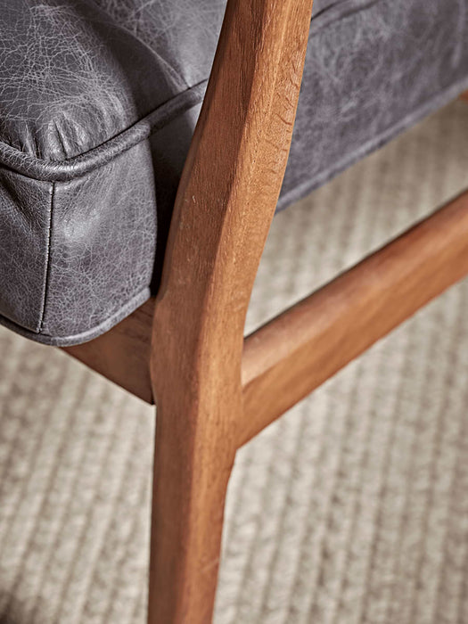 Ribbed Leather Armchair - Black