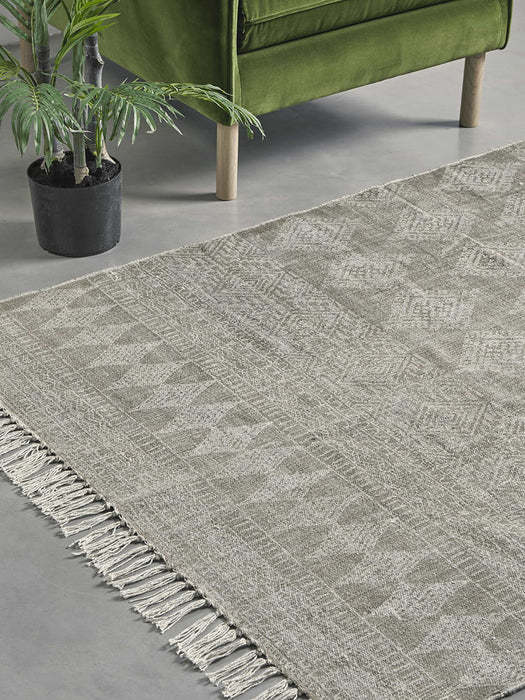 Khaki Block Print Rug