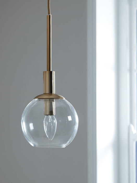 Brushed Brass & Glass Globe Pendant