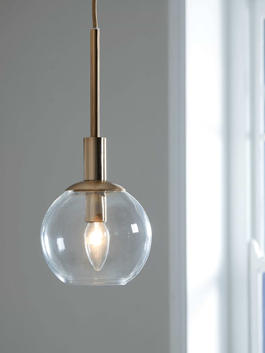 Brushed Brass & Glass Globe Pendant