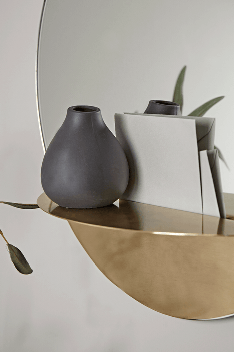 Brass Shelf Mirror - Round