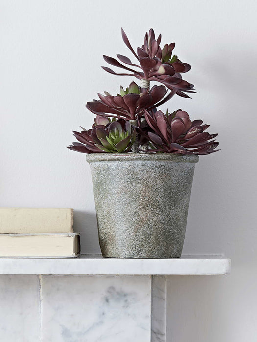 Faux Potted Burgundy Tipped Succulent