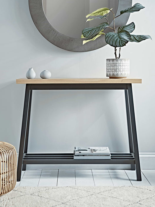 Oak & Charcoal Console Table