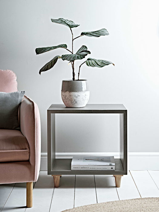 Concrete Effect Cube Side Table