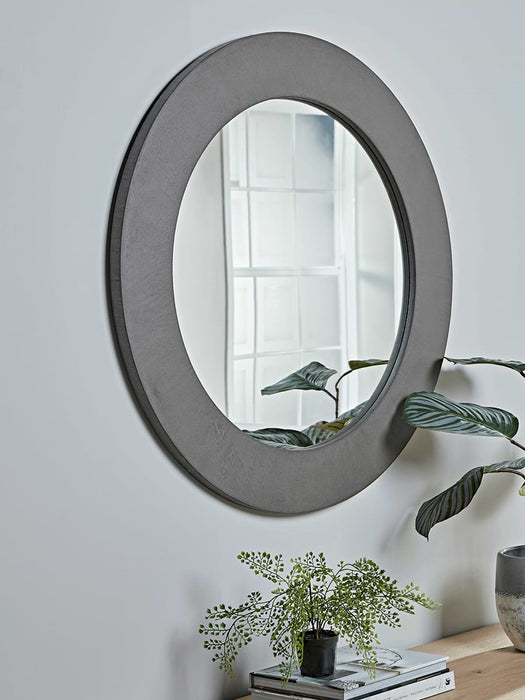 Concrete Effect Round Mirror
