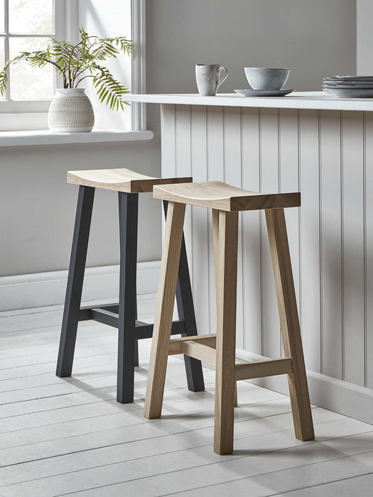 Curved Topped Counter Stool - Oak