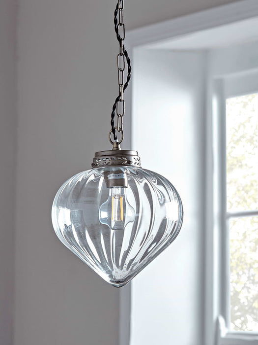 Fluted Droplet Glass Pendant