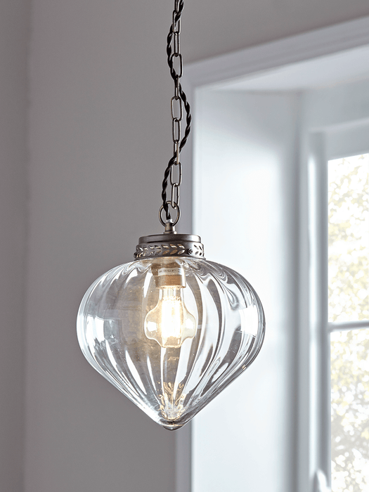 Fluted Droplet Glass Pendant