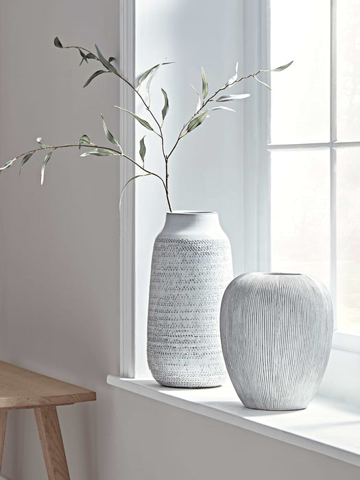 White Textured Tapered Vase