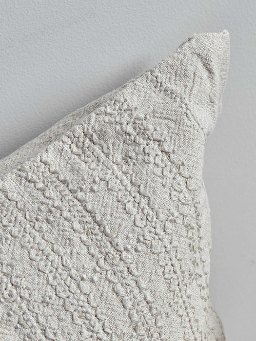 Embroidered Natural Cushion