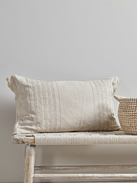 Embroidered Natural Cushion