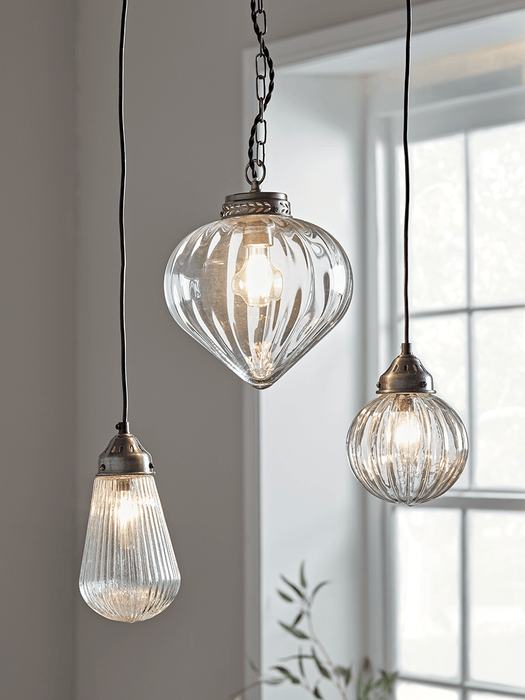 Fluted Droplet Glass Pendant