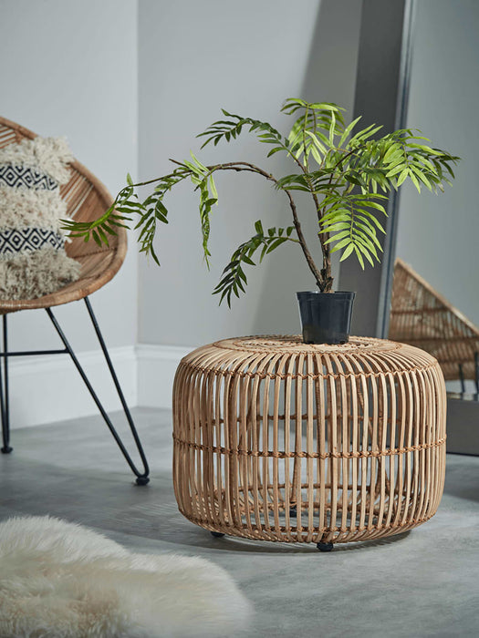 Small Flat Rattan Side Table - Natural