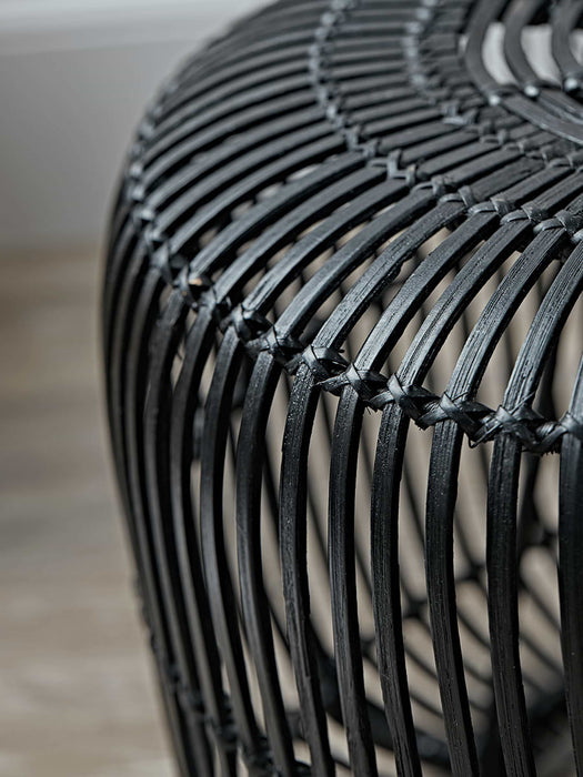 Small Flat Rattan Side Table - Black