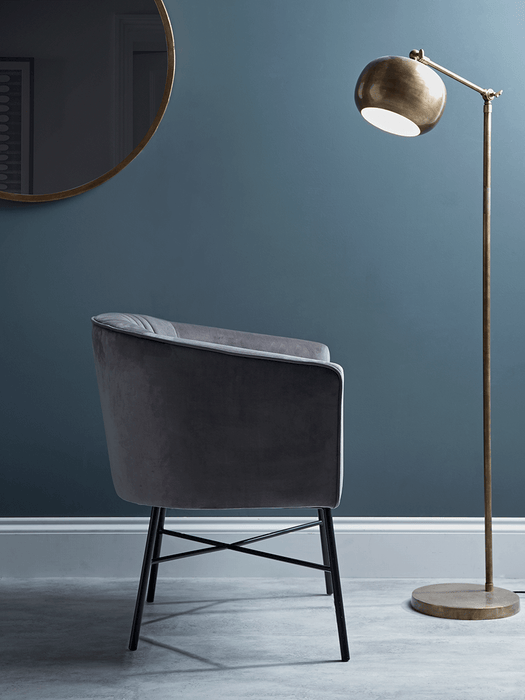 Fluted Grey Velvet Occasional Chair