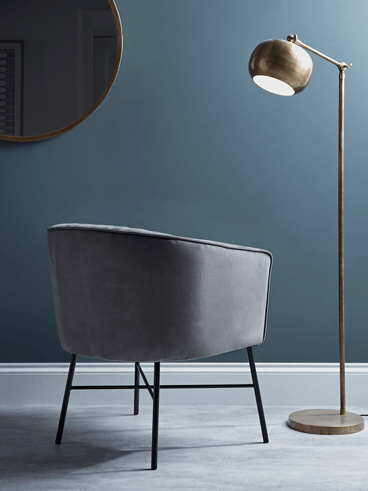 Fluted Grey Velvet Occasional Chair