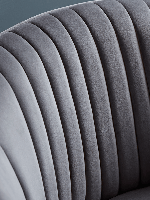 Fluted Grey Velvet Occasional Chair