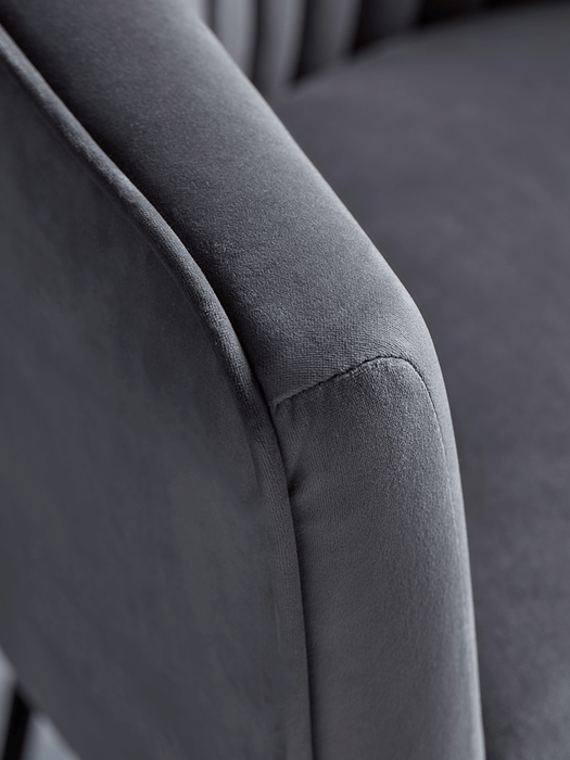 Fluted Grey Velvet Occasional Chair