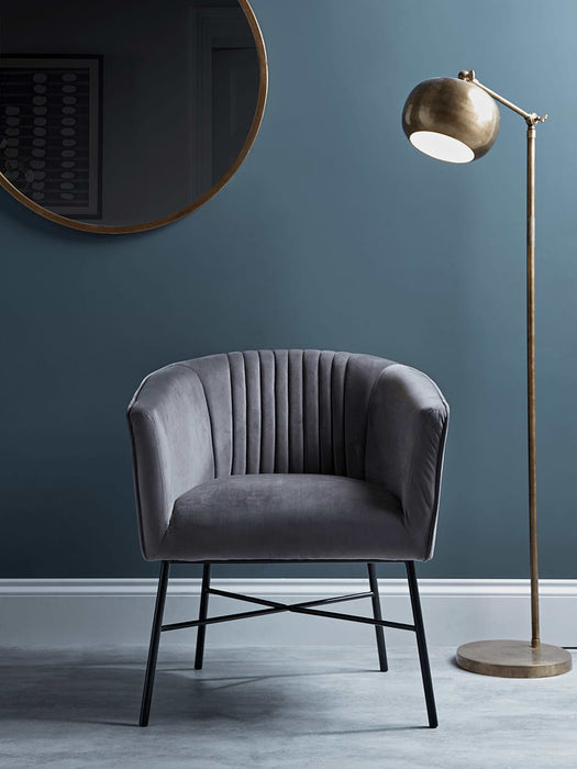 Fluted Grey Velvet Occasional Chair