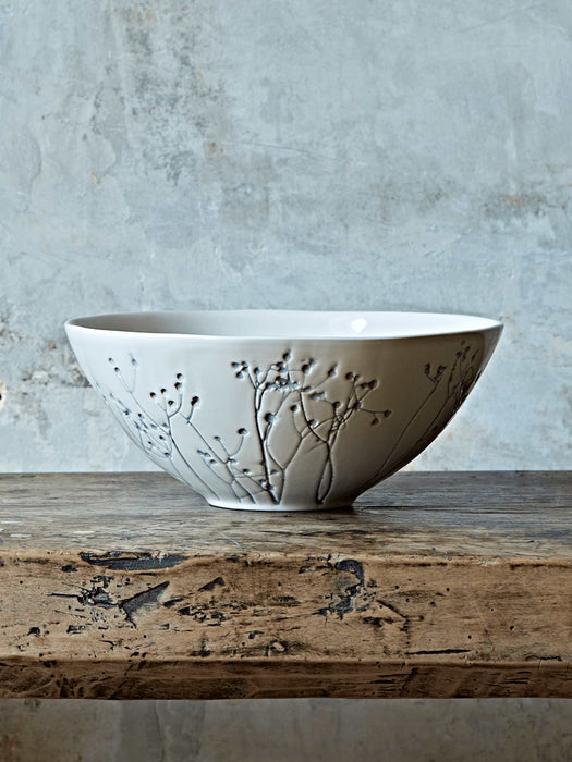 Blue Embossed Flower Bowl