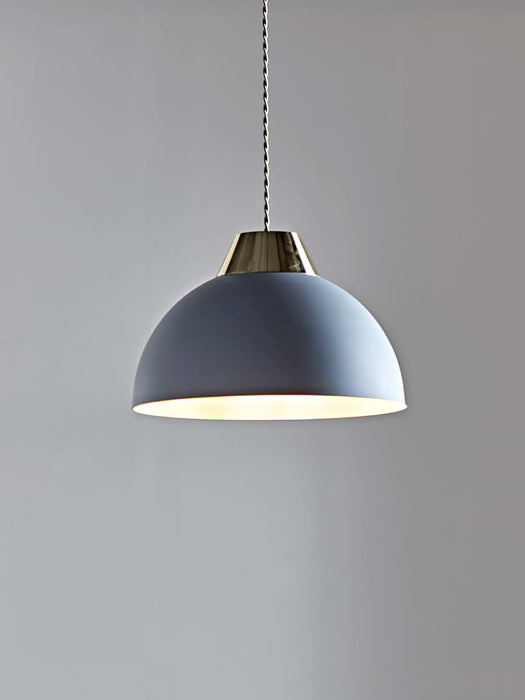 Domed Metal Shade - Light Grey & Gold