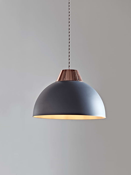 Domed Metal Shade - Dark Grey & Copper